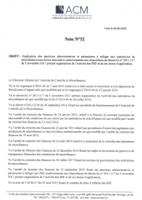 Note n°32 de l’Autorité de Contrôle de la Microfinance